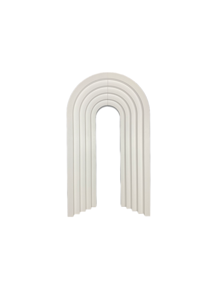 white 3d step arch backdrop for weddings, engagement parties and birthday parties