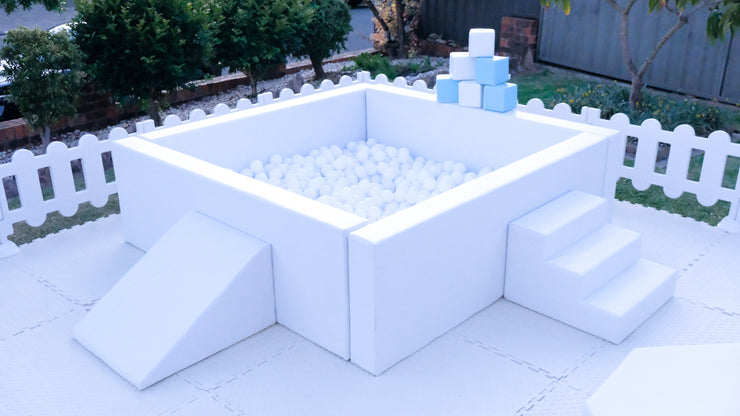 soft play hire sydney all white with blue blocks